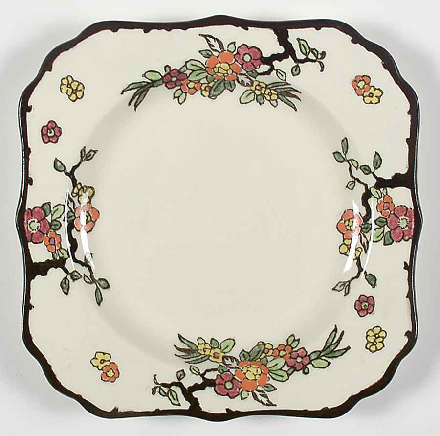 Woburn Black (No White Flowers) Square Salad Plate by Royal Doulton-1