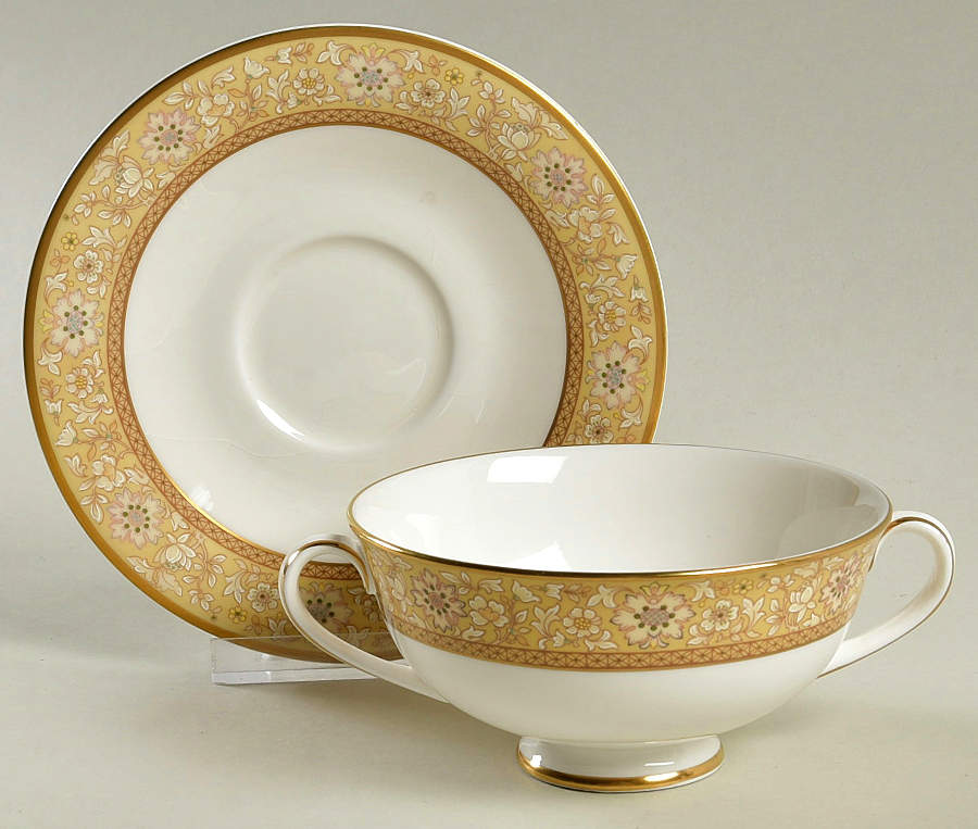 Woodside Footed Cream Soup Bowl & Saucer Set by Royal Doulton-1
