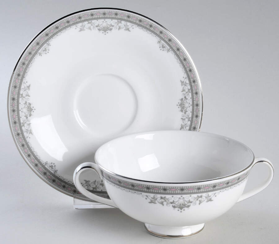 York Footed Cream Soup Bowl & Saucer Set by Royal Doulton-1