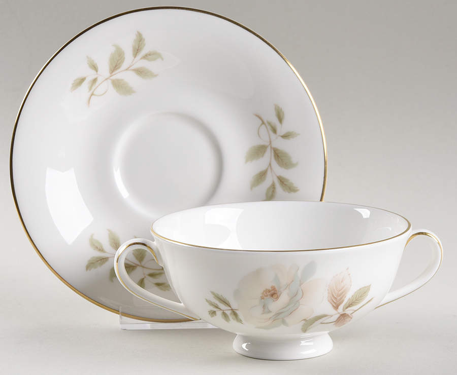Yorkshire Rose Footed Cream Soup Bowl & Saucer Set by Royal Doulton-1