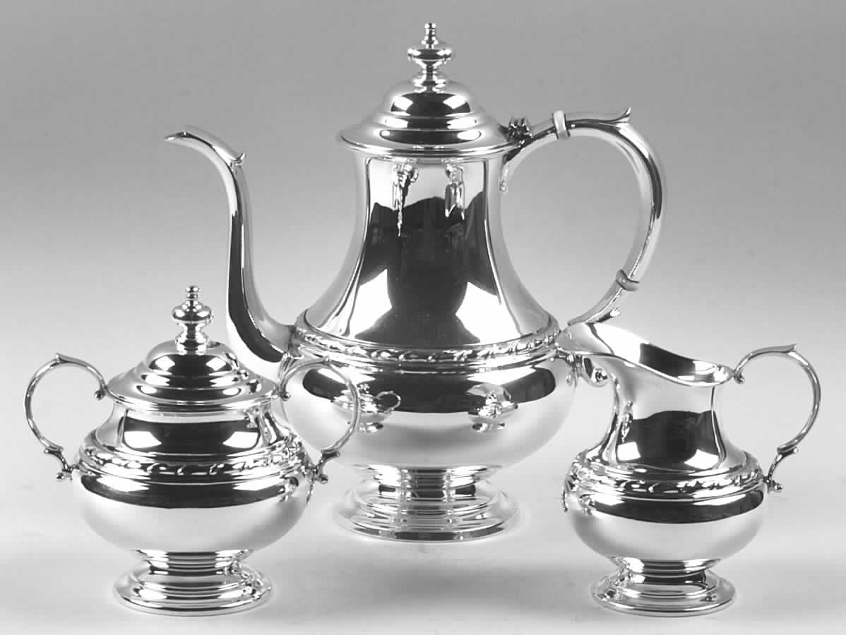 Hibiscus (Sterling, Hollowware) 3-Piece Coffee Set with Coffee Pot by Reed & Barton-1