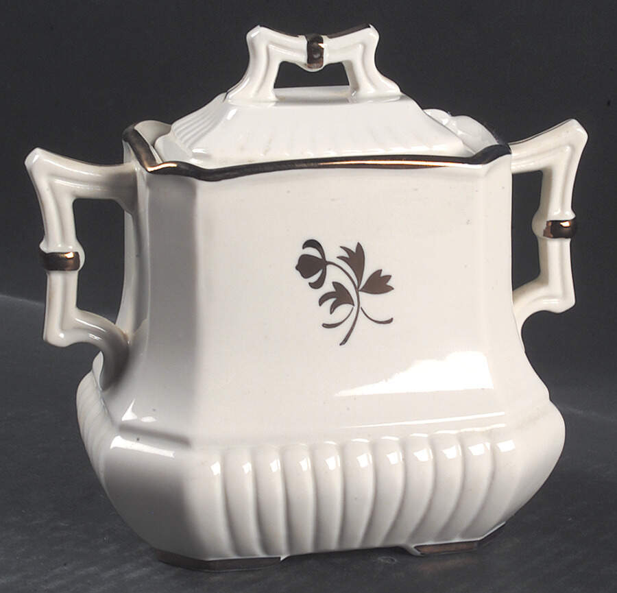 Tea Leaf Sugar Bowl & Lid by Red Cliff-1