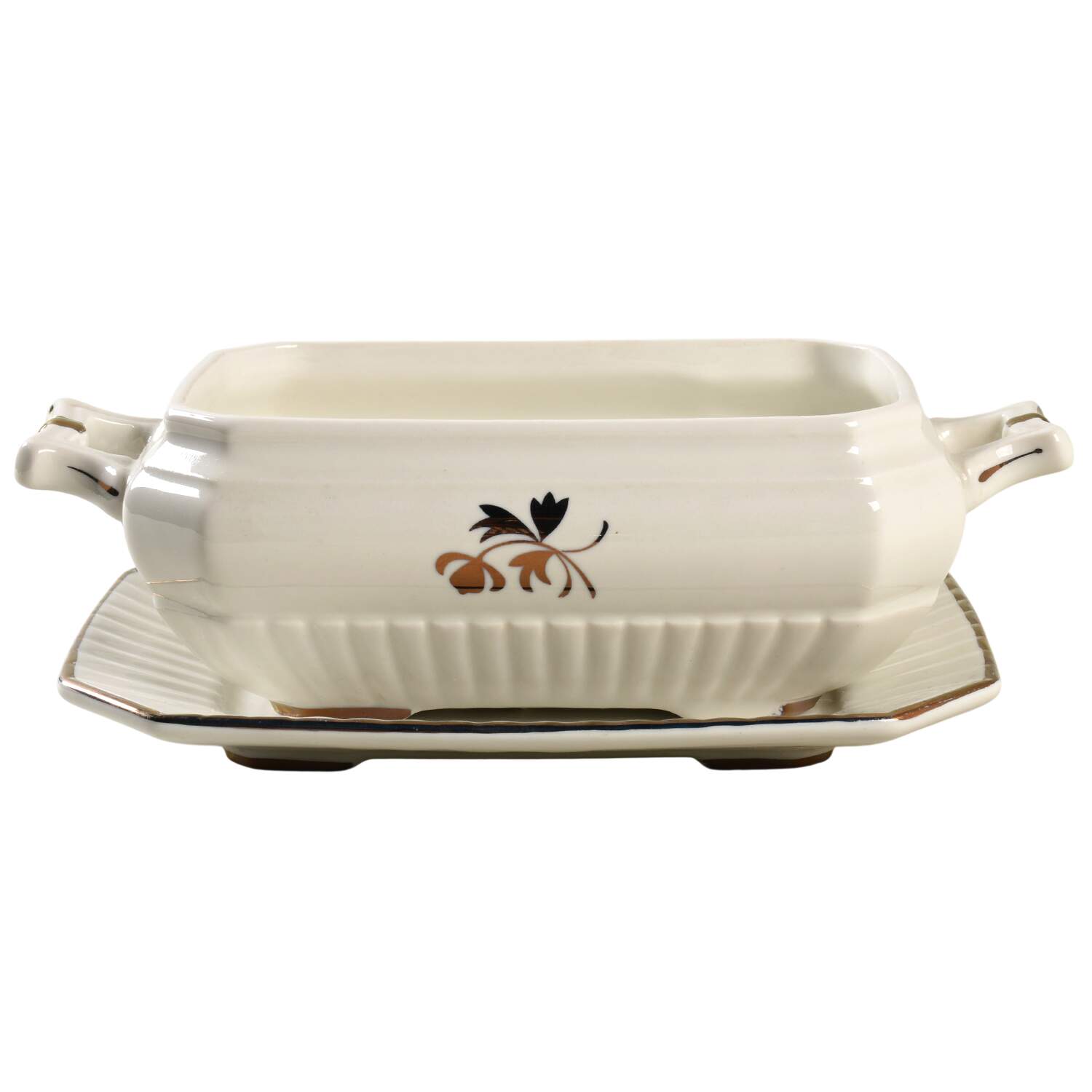 Tea Leaf Gravy Boat & Underplate by Red Cliff-1