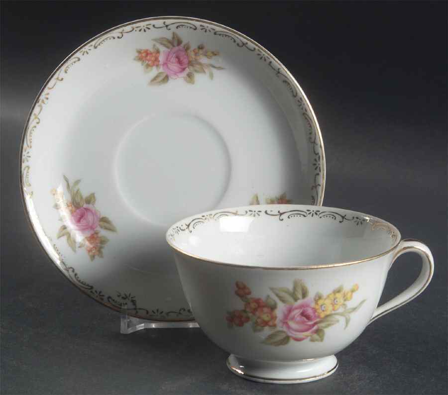 Belle Rose Footed Cup & Saucer Set by Regal (Japan)-1