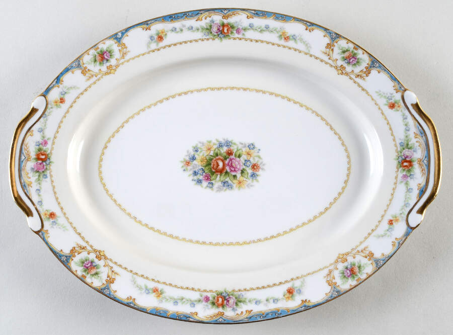 Bienville (Floral Center) 11" Oval Serving Platter by Regal (Japan)-1