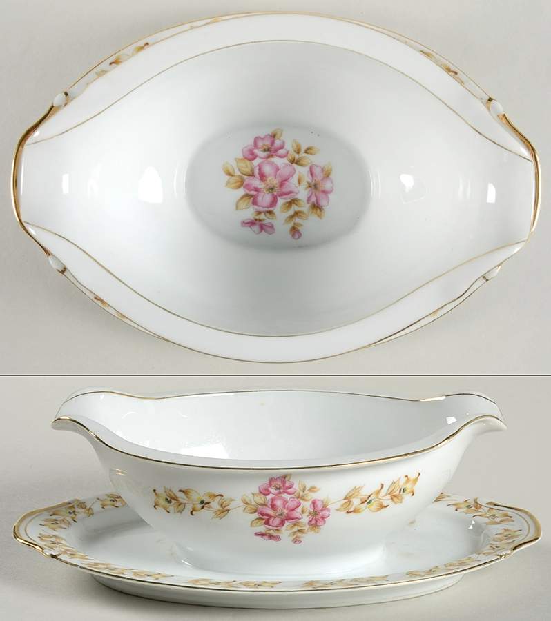 Fairmont Gravy Boat with Attached Underplate by Regal (Japan)-1