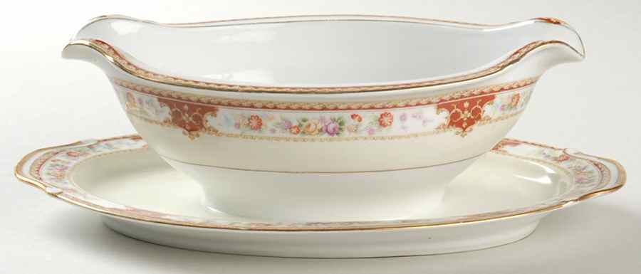 Lafayette Gravy Boat with Attached Underplate by Regal (Japan)-1
