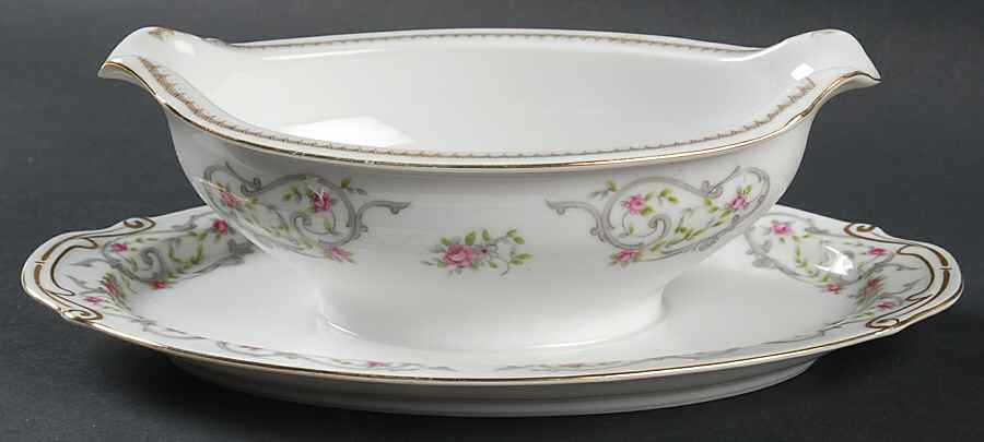 Minuet Gravy Boat with Attached Underplate by Regal (Japan)-1