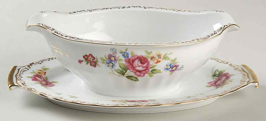 Spring Glory Gravy Boat with Attached Underplate by Regal (Japan)-1