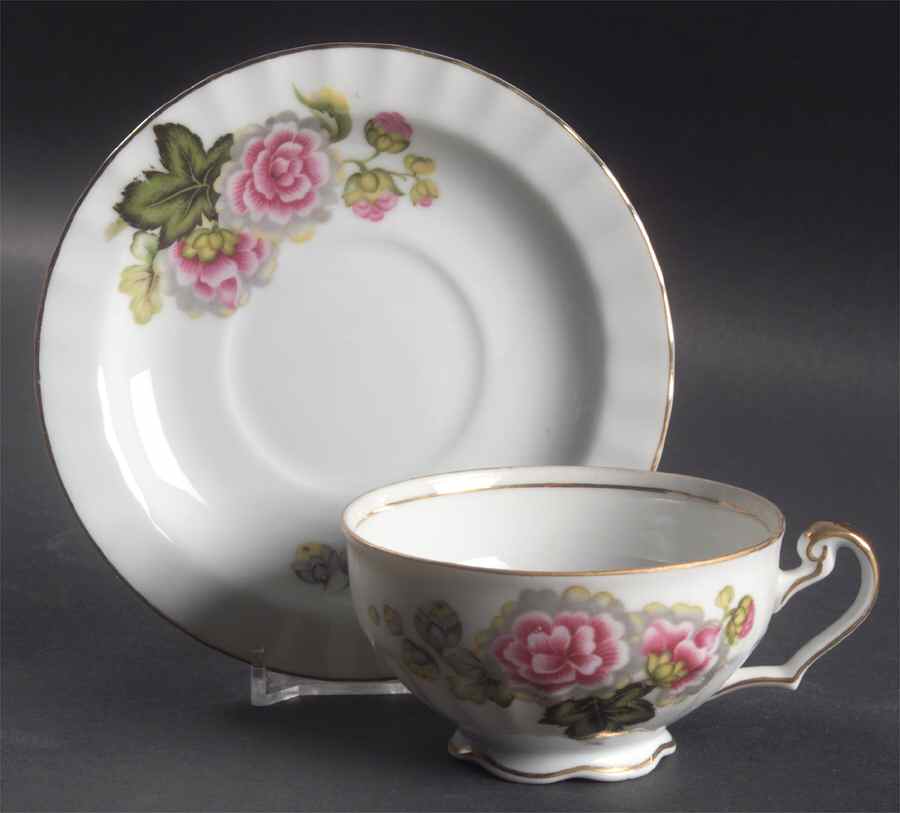 Valley Rose Footed Cup & Saucer Set by Regal (Japan)-1