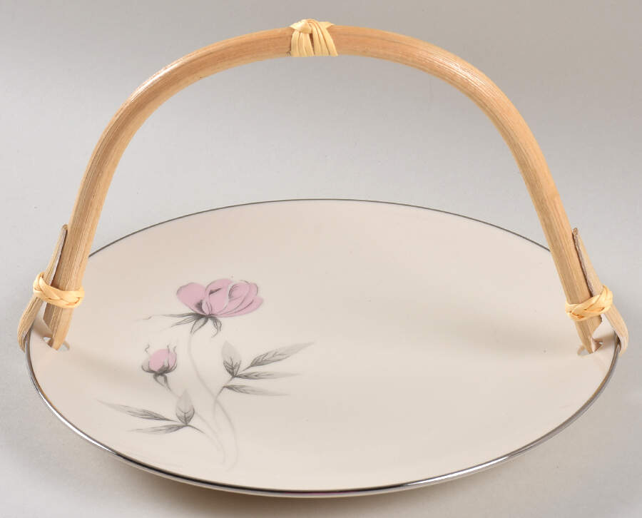 Dusty Rose 5 3/8"-5 5/8" Bamboo Handled Serving Plate  HC by Regal-American-1