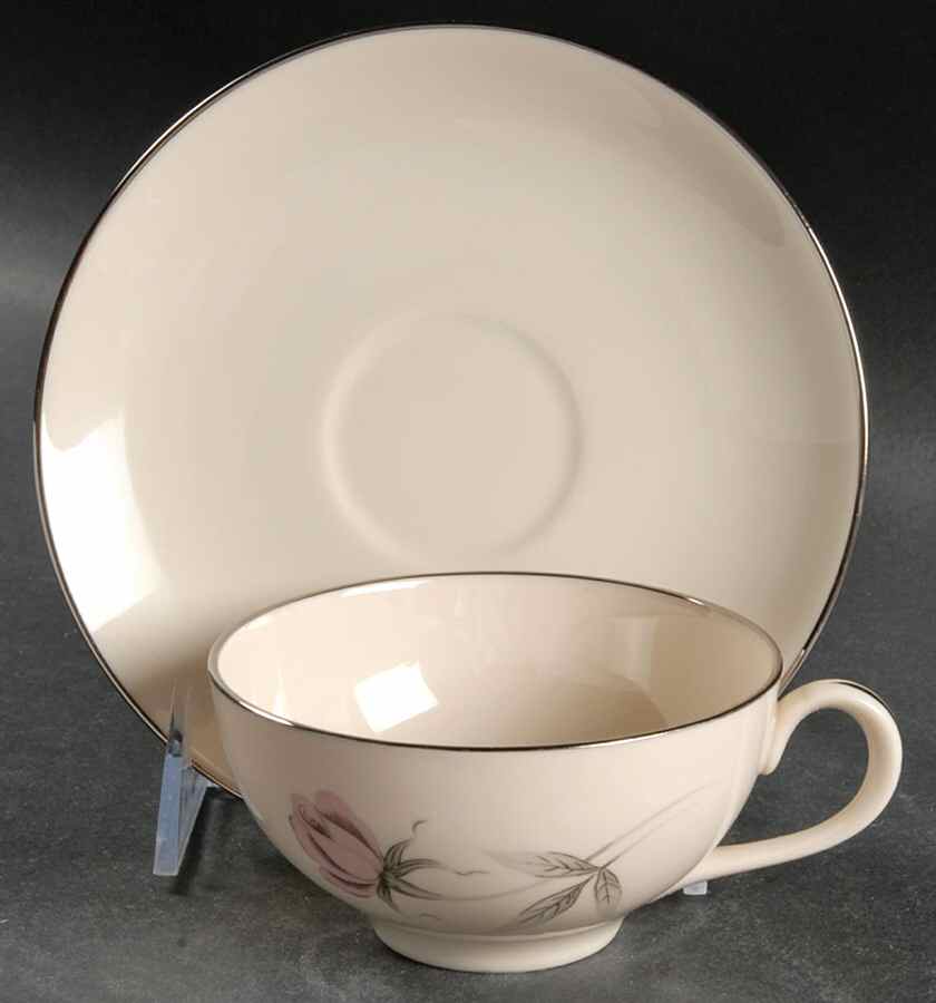 Dusty Rose Flat Cup & Saucer Set by Regal-American-1