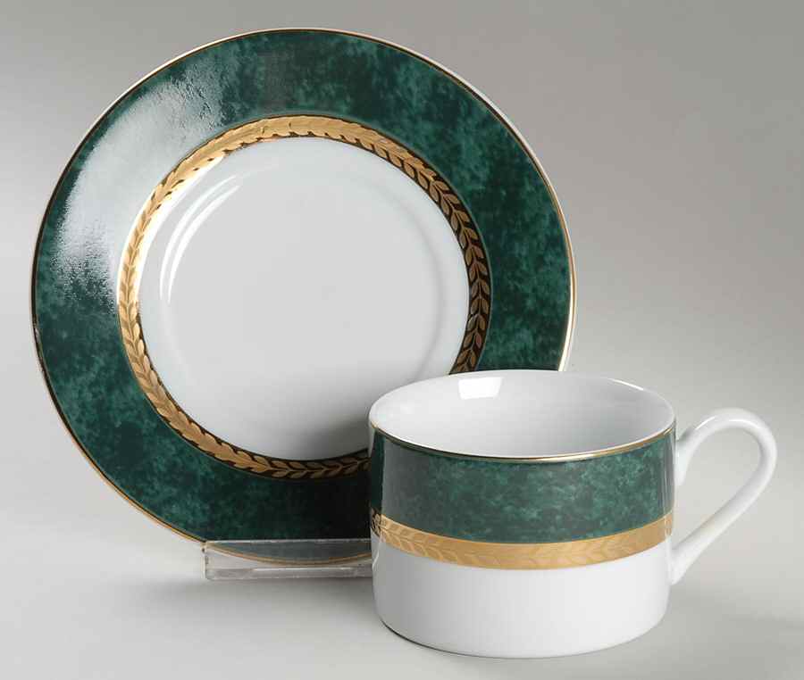 Imperial Malachite Flat Cup & Saucer Set by Retroneu-1