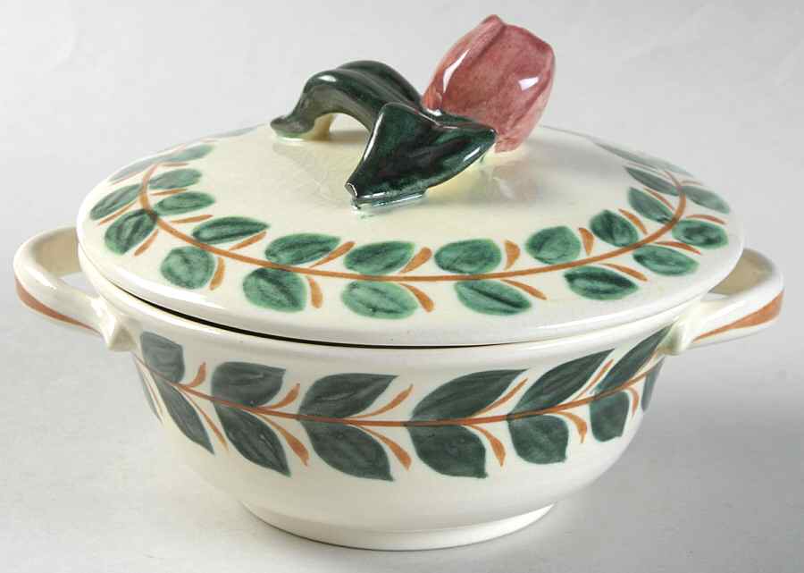 Ardennes Forest Green Cream Soup Bowl & Lid Set by Red Wing-1