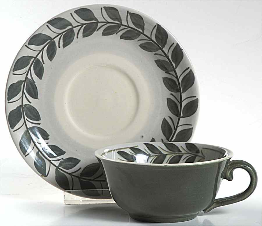 Ardennes Forest Green Flat Cup & Saucer Set by Red Wing-1