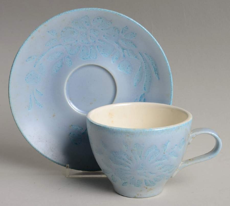 Blue Shadows Flat Cup & Saucer Set by Red Wing-1