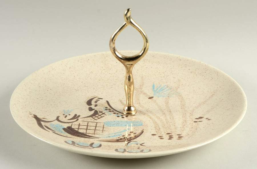 Bob White Round Serving Plate with Handle (DP) by Red Wing-1