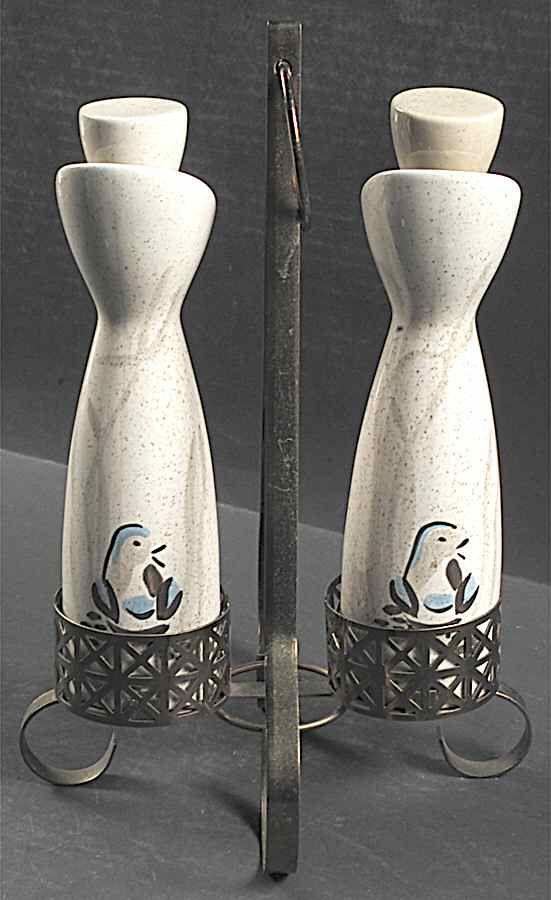 Bob White Cruet & Stopper - Set of 2 with Copper Metal Stand by Red Wing-1