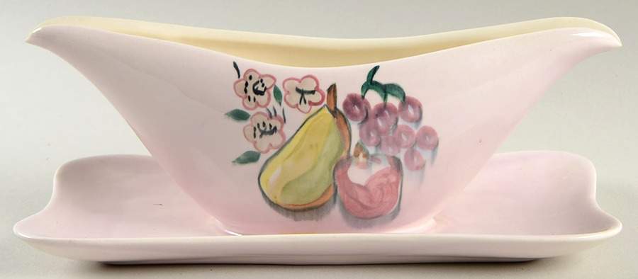 Fruit Gravy Boat with Attached Underplate by Red Wing-1