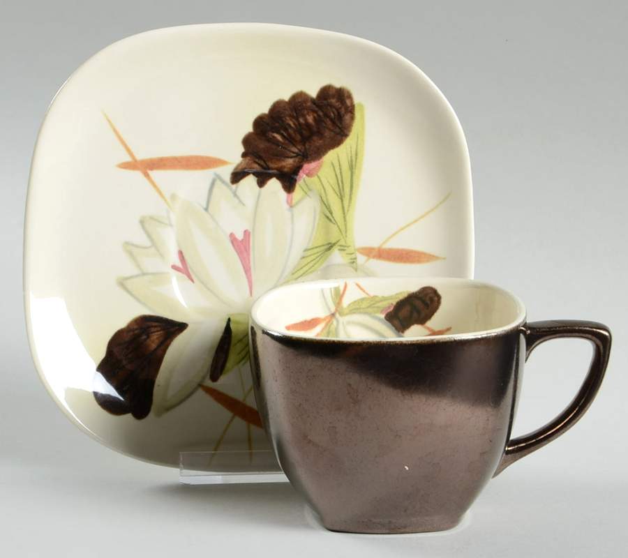 Lotus Bronze Flat Cup & Saucer Set by Red Wing-1