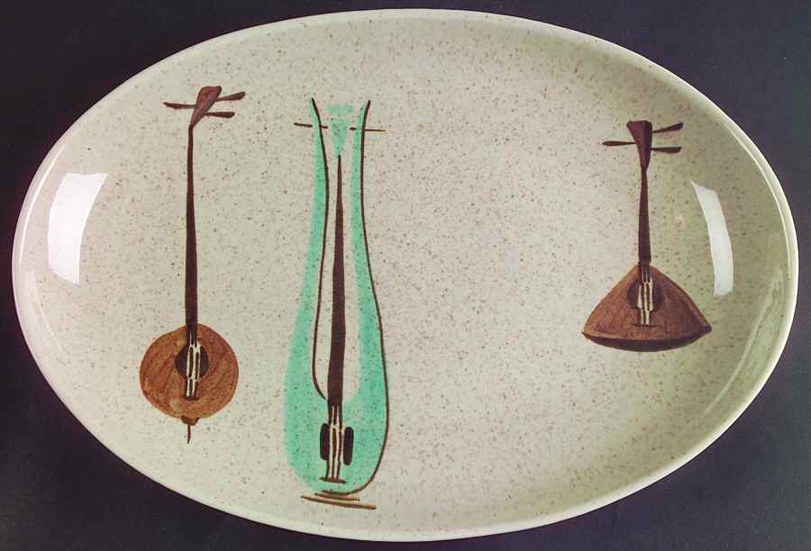 Lute Song 12" Oval Serving Platter by Red Wing-1