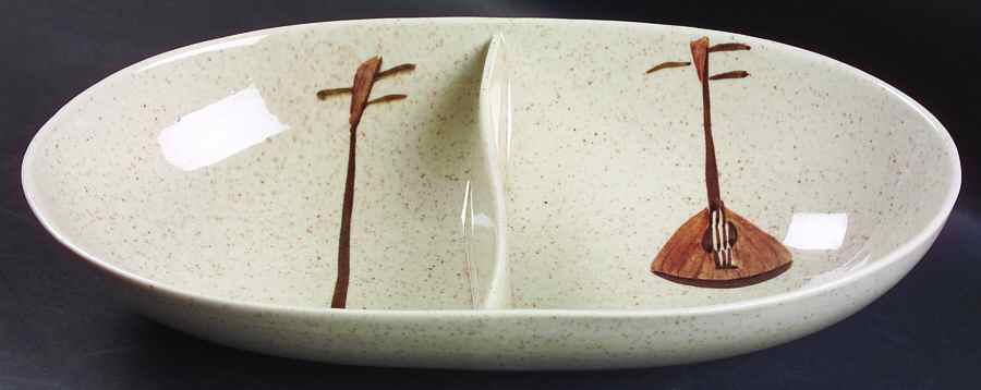 Lute Song 11" Oval Divided Vegetable Bowl by Red Wing-1
