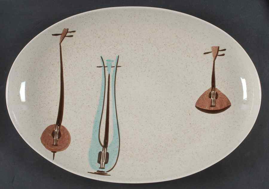 Lute Song 14" Oval Serving Platter by Red Wing-1