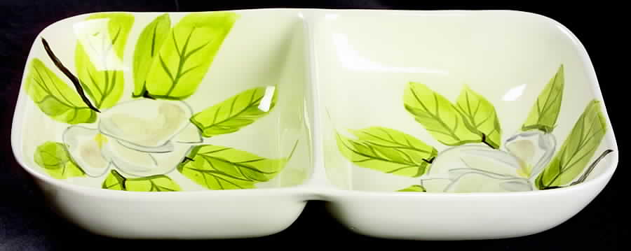Magnolia Chartreuse Rectangular Divided Vegetable Bowl by Red Wing-1