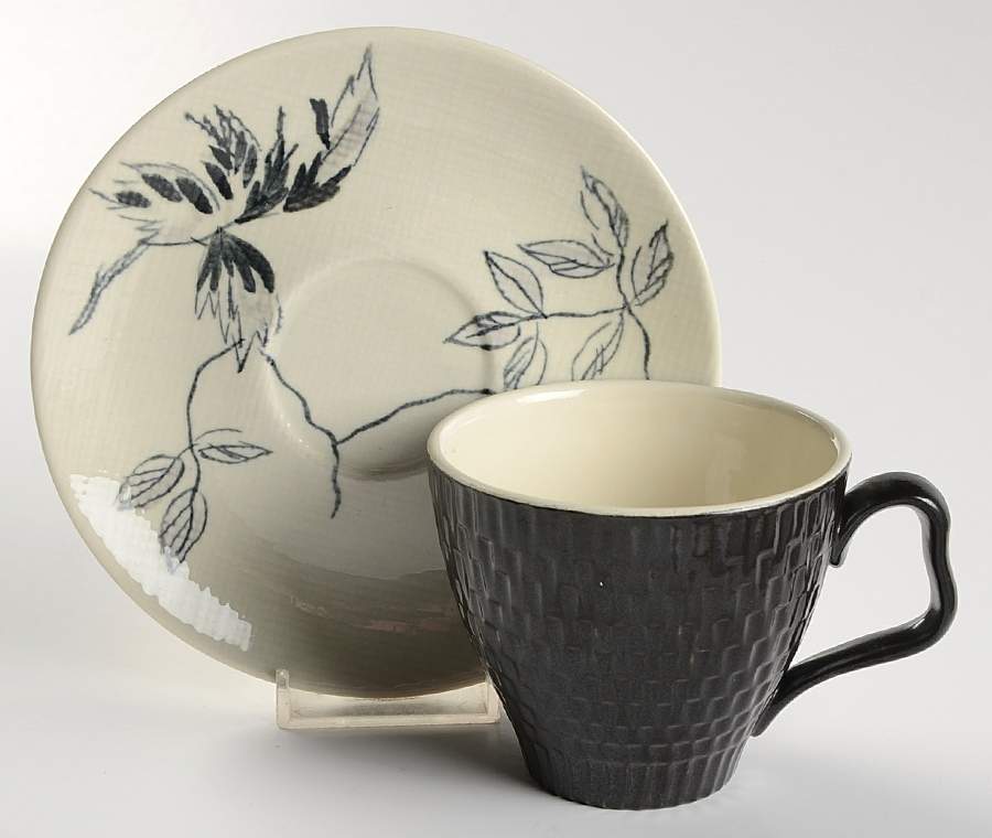 Midnight Rose Flat Cup & Saucer Set by Red Wing-1