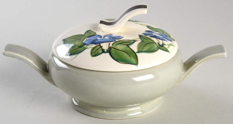 Morning Glory Blue Sugar Bowl & Lid by Red Wing-1