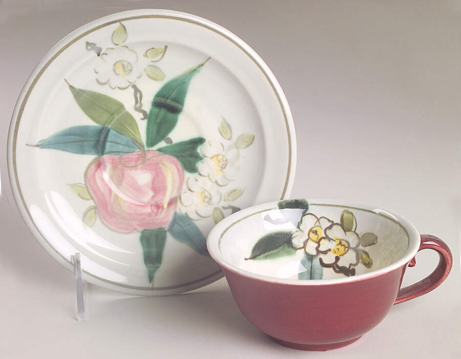 Normandy Flat Cup & Saucer Set by Red Wing-1