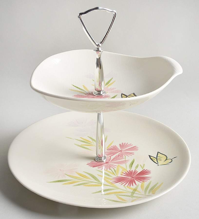 Pink Spice 2 Tiered Serving Tray (Dinner Plate & Soup Lugged) by Red Wing-1