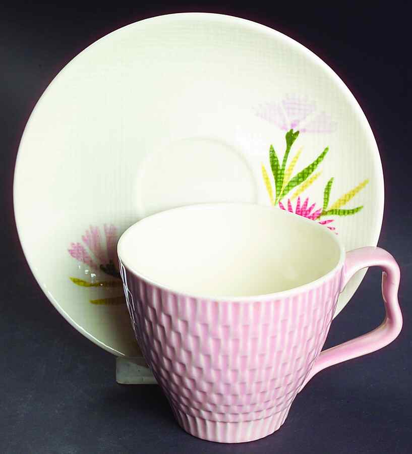 Pink Spice Flat Cup & Saucer Set by Red Wing-1
