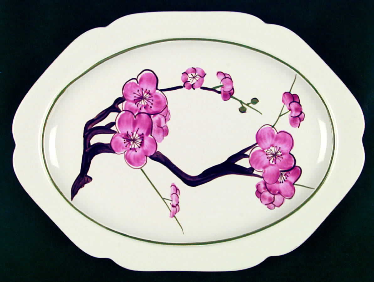 Plum Blossom Pink 13" Oval Serving Platter by Red Wing-1