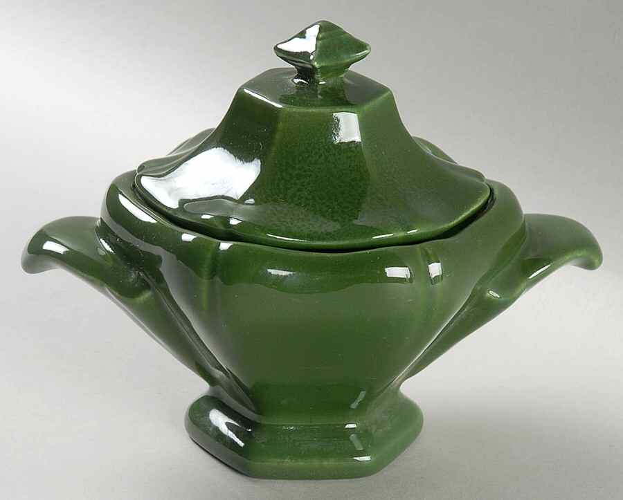 Plum Blossom Yellow Sugar Bowl & Lid by Red Wing-1