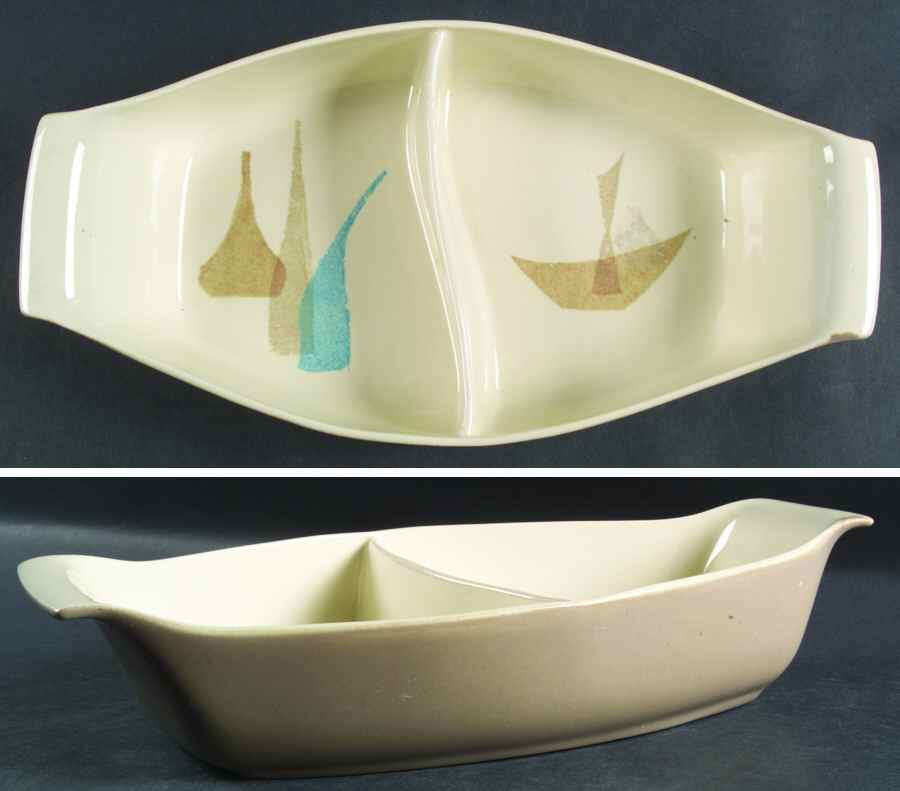 Pompeii 12" Oval Divided Vegetable Bowl by Red Wing-1