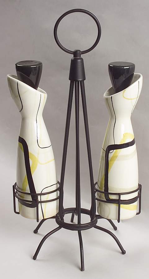 Smart Set Cruet & Stopper - Set of 2 Motif 1 with Black Metal Std by Red Wing-1