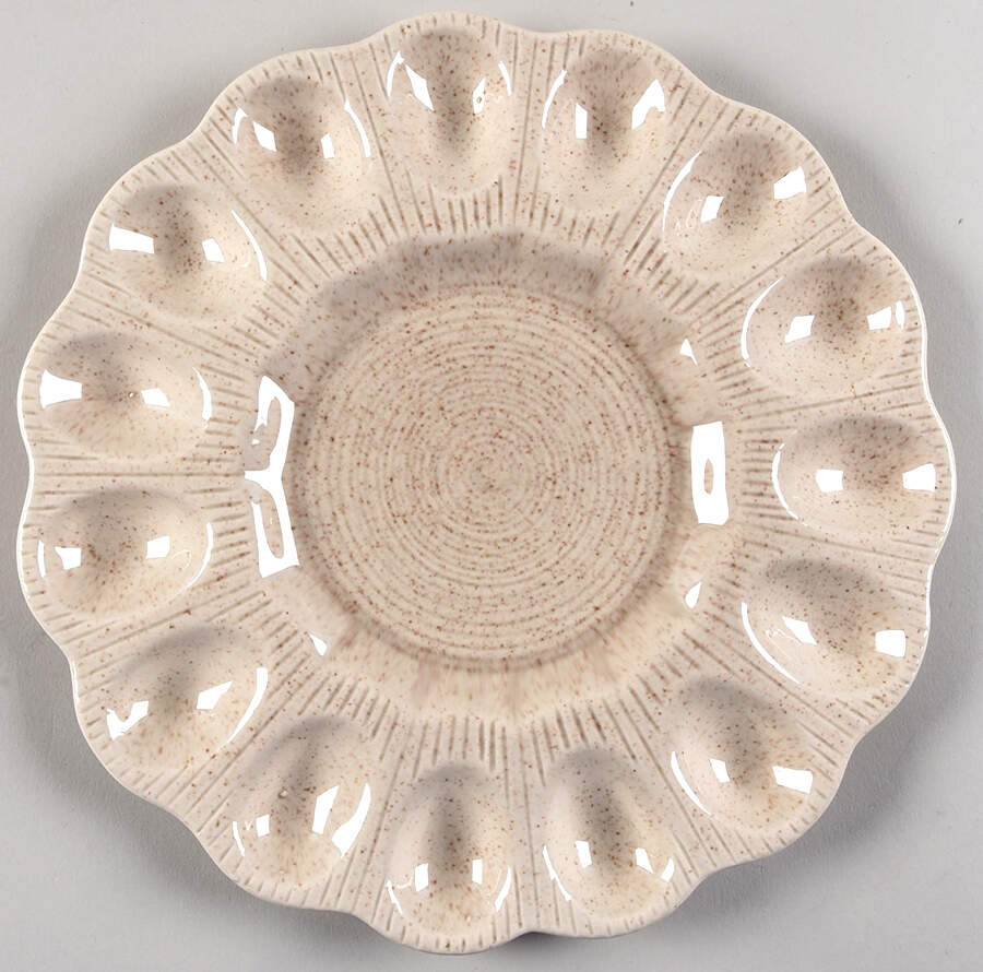 Tan Fleck Deviled Egg Plate by Red Wing-1