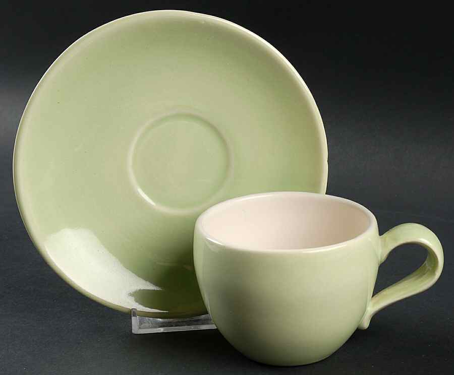Town and Country Chartreuse Flat Cup & Saucer Set by Red Wing-1