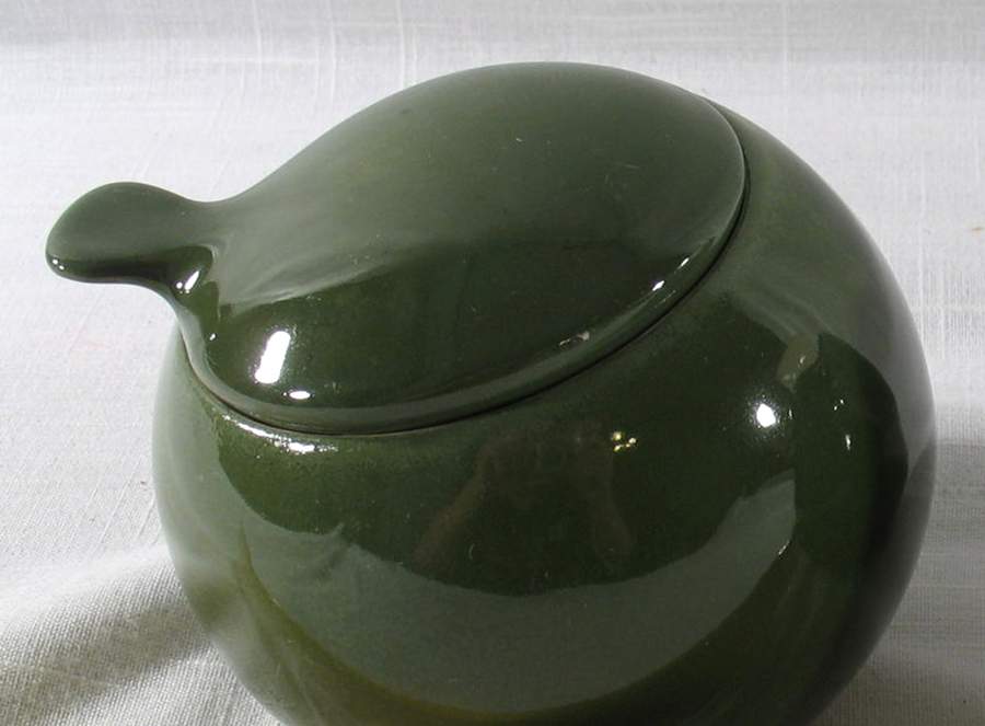 Town and Country Forest Green Sugar Bowl & Lid by Red Wing-1