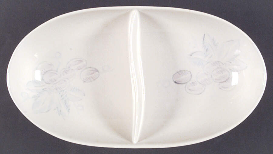 Vintage 11" Oval Divided Vegetable Bowl by Red Wing-1