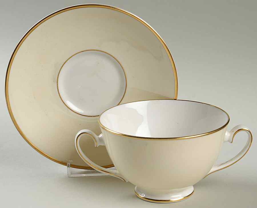 Elegance Footed Cream Soup Bowl & Saucer Set by Royal Grafton-1
