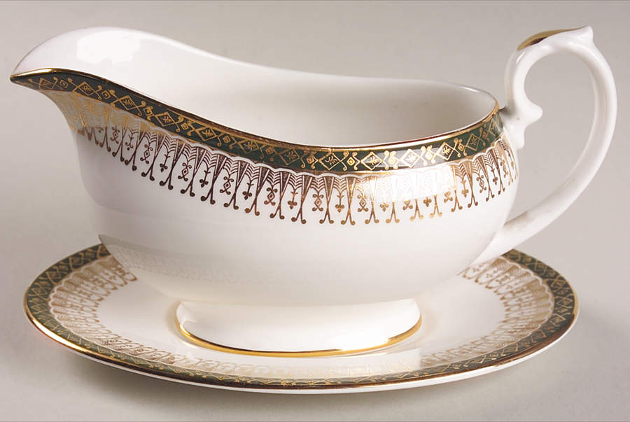 Majestic Green Gravy Boat & Underplate by Royal Grafton-1