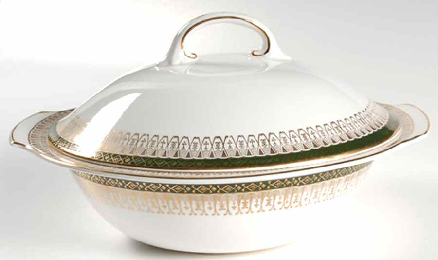 Majestic Green Round Covered Vegetable by Royal Grafton-1
