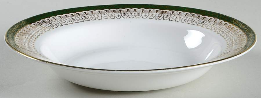 Majestic Green Rim Soup Bowl by Royal Grafton-1