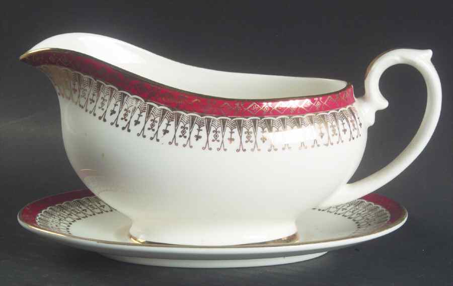 Majestic Maroon Gravy Boat & Underplate by Royal Grafton-1