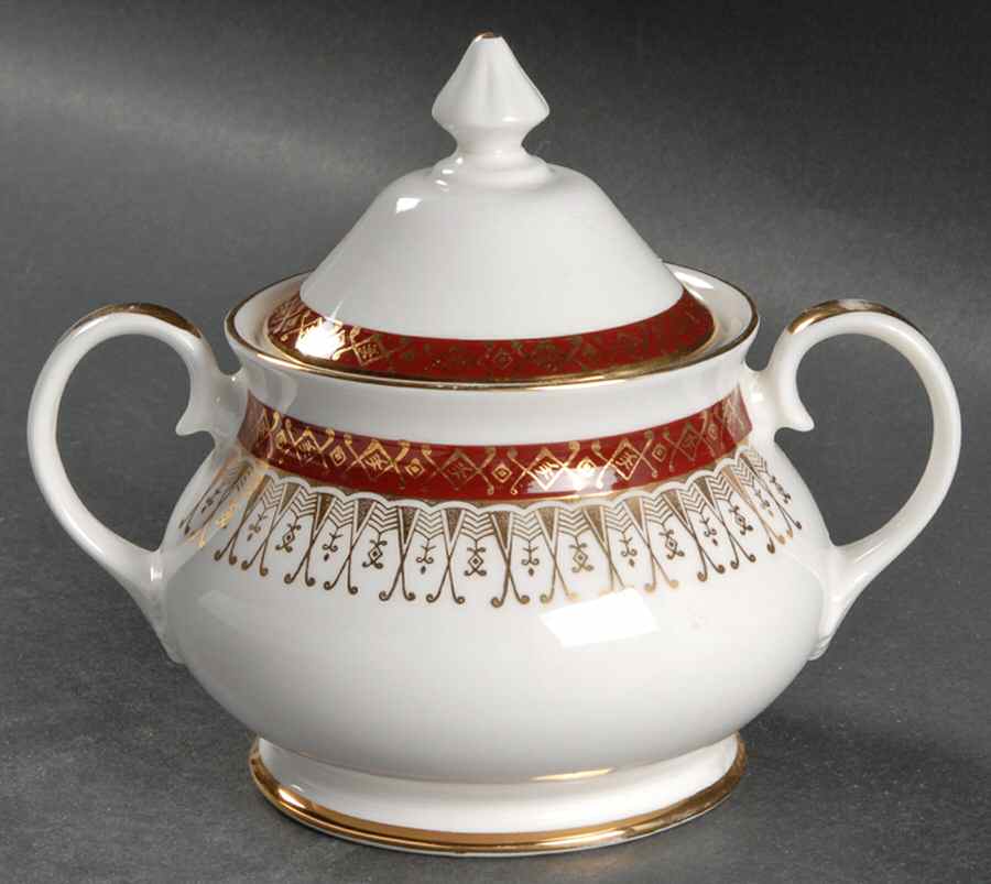 Majestic Maroon Sugar Bowl & Lid by Royal Grafton-1