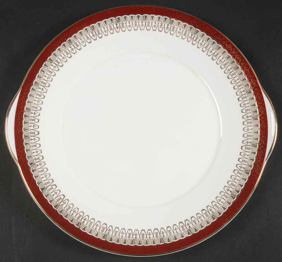 Majestic Maroon Handled Cake Plate by Royal Grafton-1