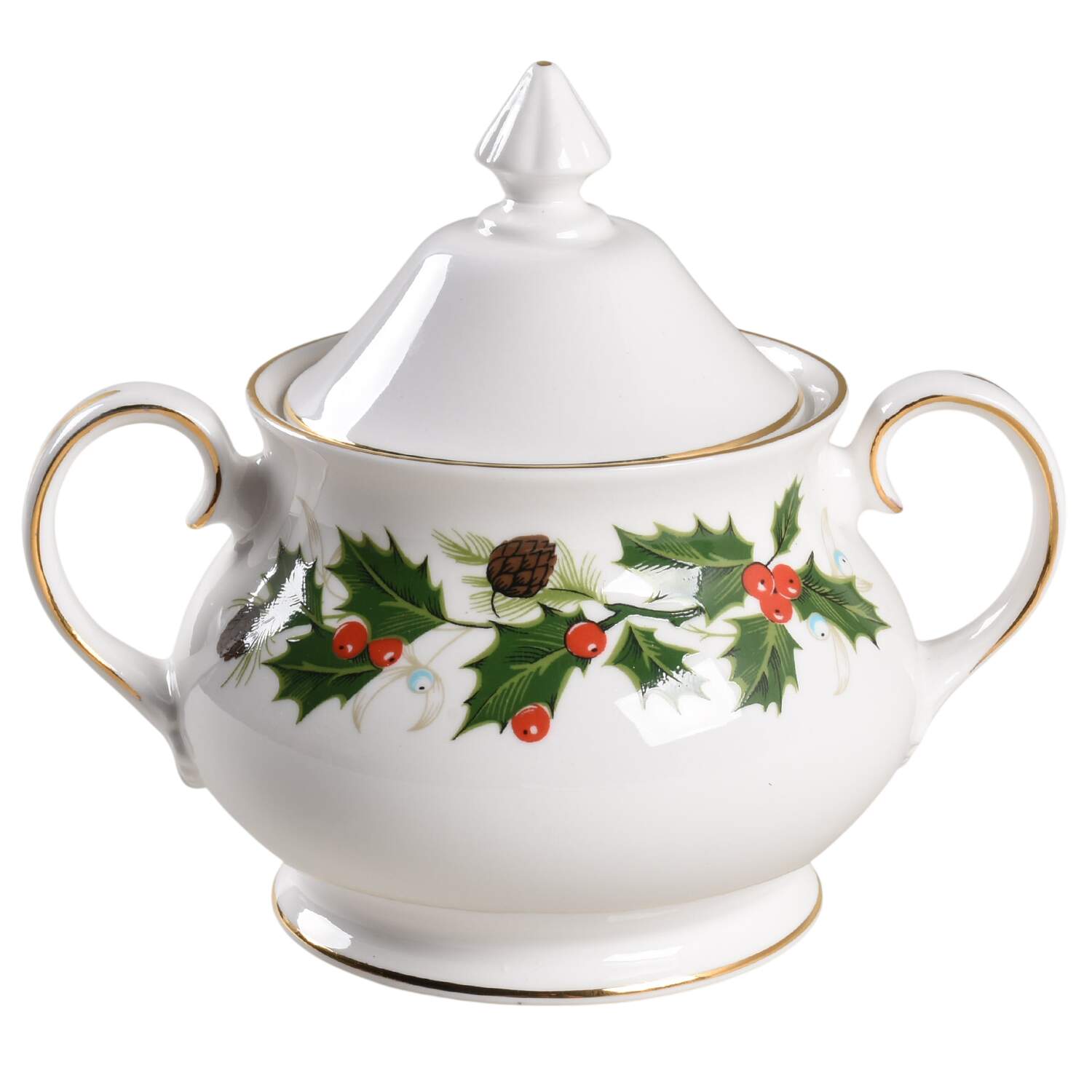 Noel (Holly Backstamp, Smooth) Sugar Bowl & Lid by Royal Grafton-1