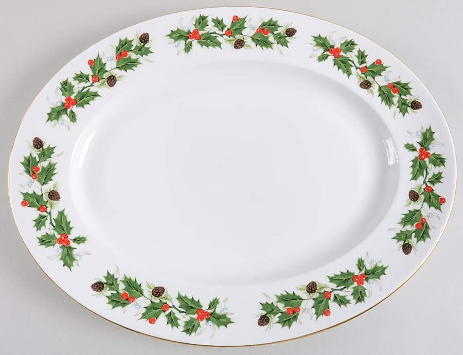 Noel (Holly Backstamp, Smooth) 15" Oval Serving Platter by Royal Grafton-1